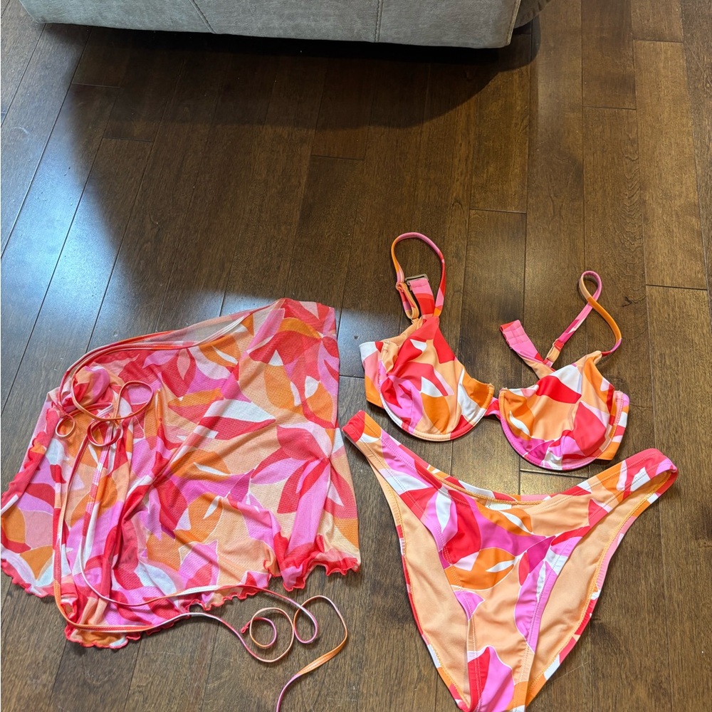 Jessica Simpson Pink and Orange Bikini Set